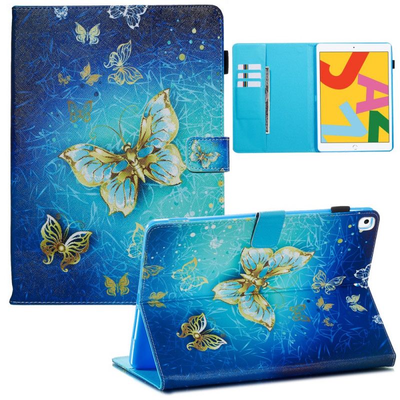 Flip Cover Læder for iPad 10.2" (2019) (2020) Sort Gyldne Sommerfugle