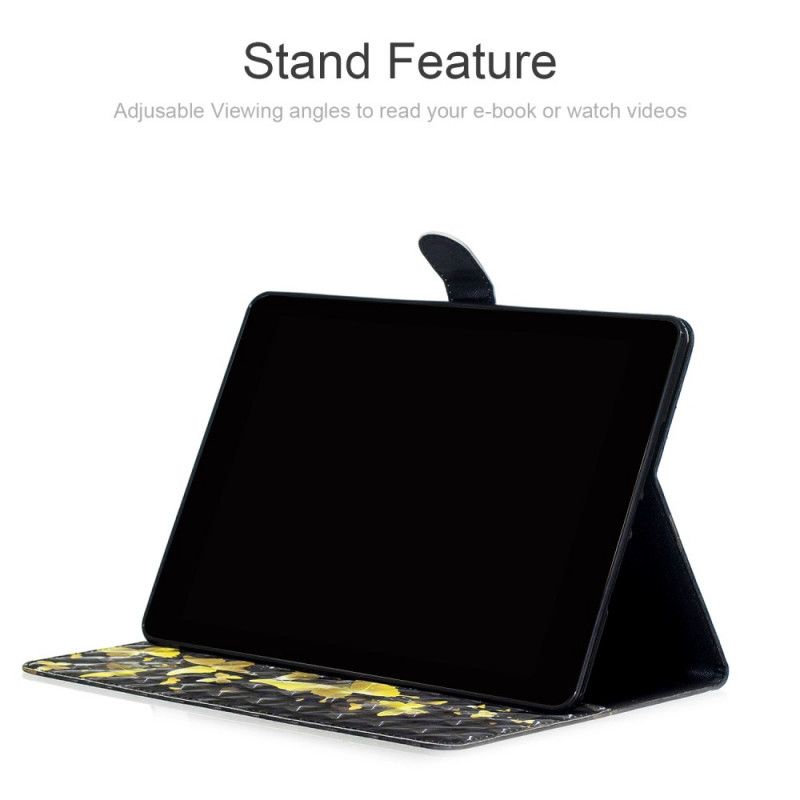 Flip Cover Læder iPad 10.2" (2019) (2020) Gule Sommerfugle