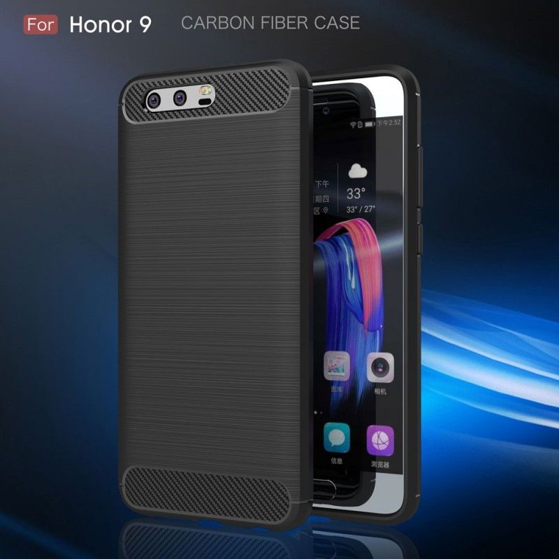 Cover Honor 9 Sort Børstet Kulfiber