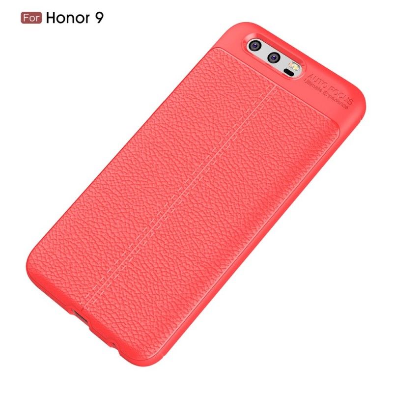 Cover Honor 9 Sort Dobbelt Line Lychee Læder Effekt Beskyttelse