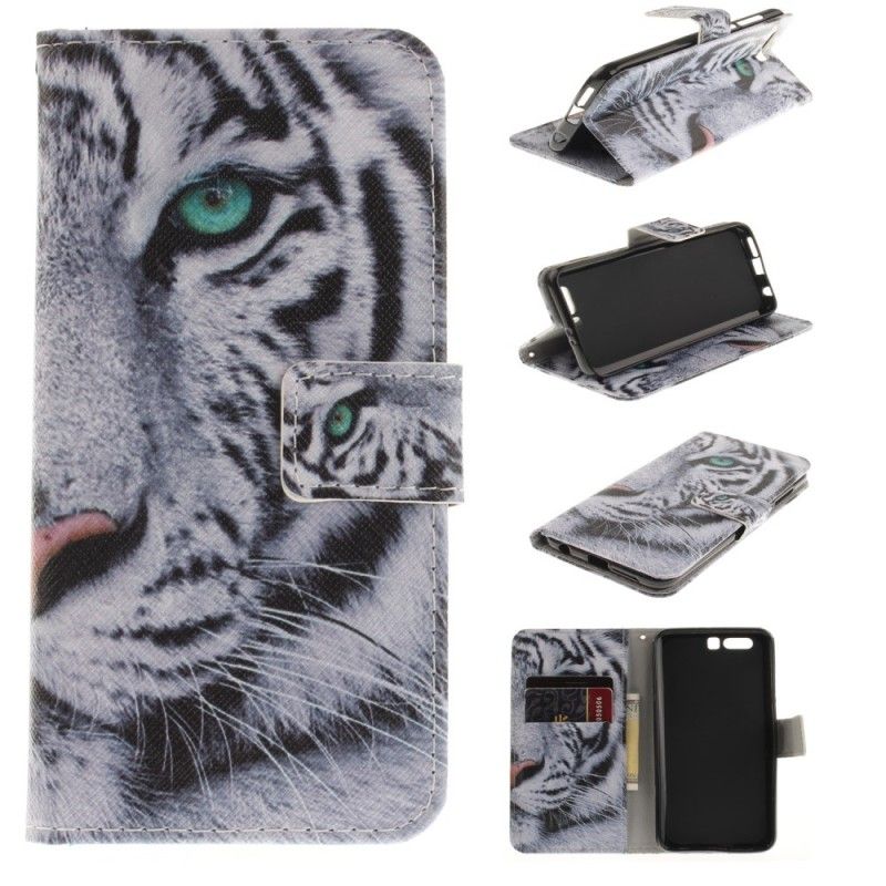 Flip Cover Honor 9 Mobilcover Hvid Tiger