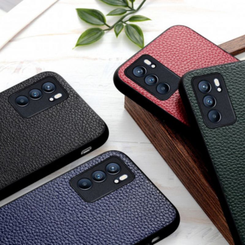 Cover Oppo Reno 6 5g Telefon Etui Ægte Litchi-læder