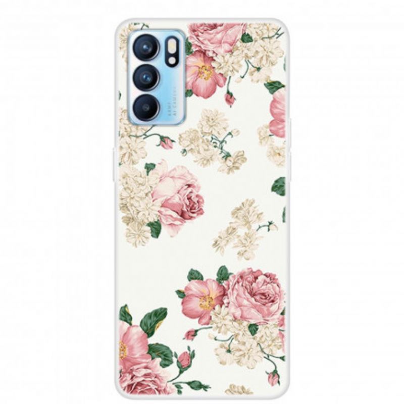 Cover Oppo Reno 6 5g Telefon Etui Gennemsigtige Liberty-blomster