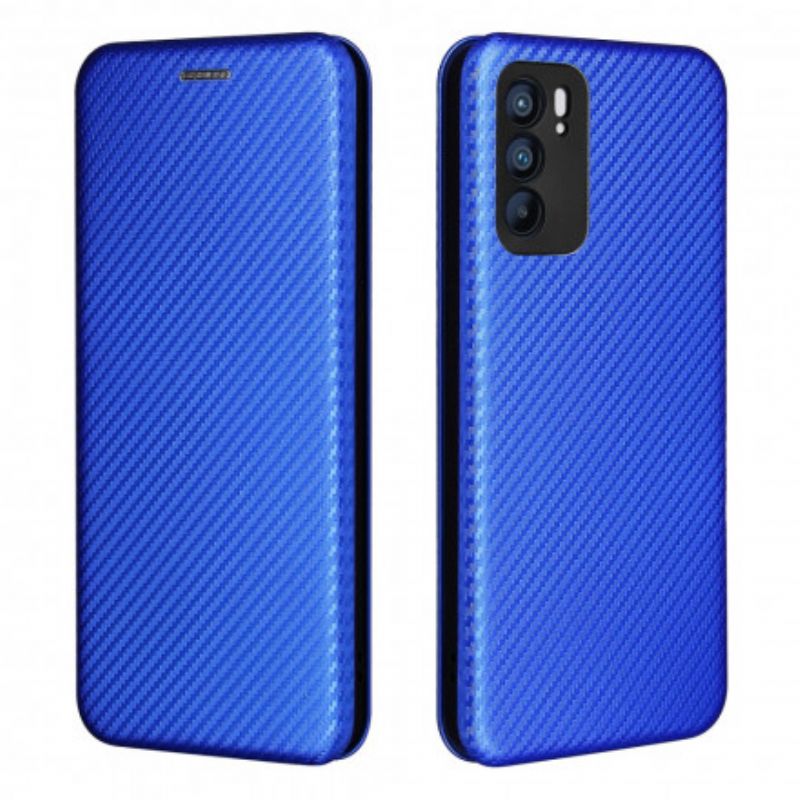 Flip Cover Oppo Reno 6 5g Farvet Carbon Silikone