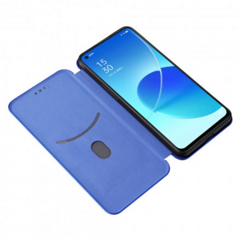 Flip Cover Oppo Reno 6 5g Farvet Carbon Silikone