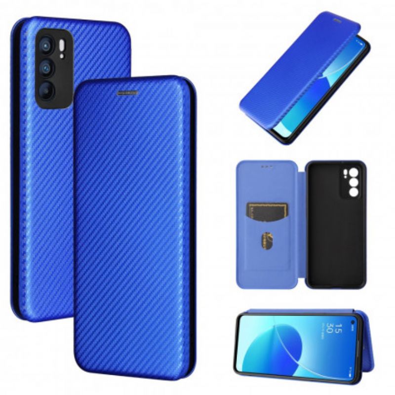 Flip Cover Oppo Reno 6 5g Farvet Carbon Silikone