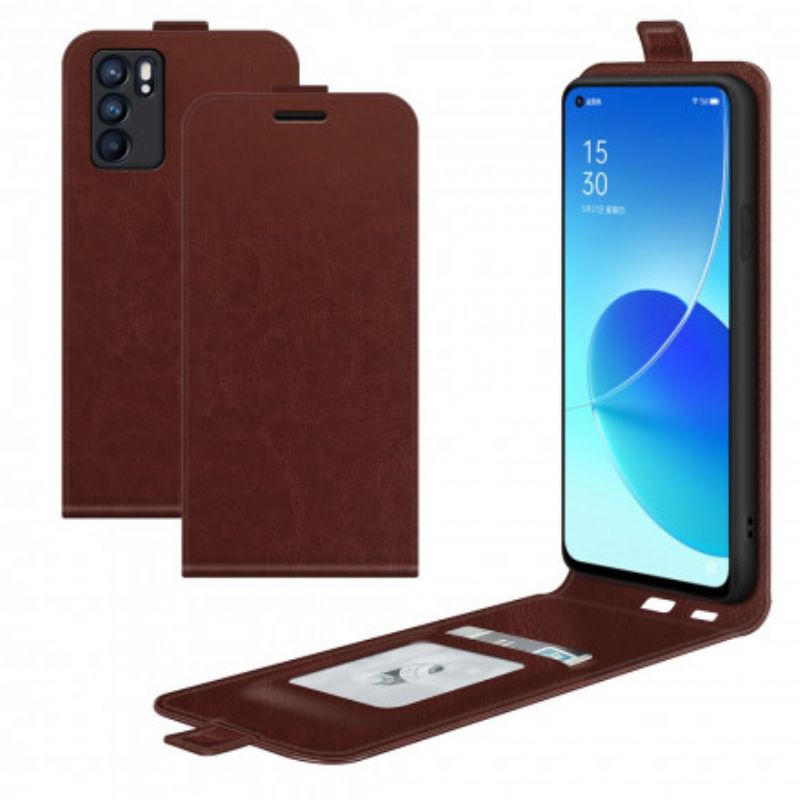 Flip Cover Oppo Reno 6 5g Lodret Flap Lædereffekt