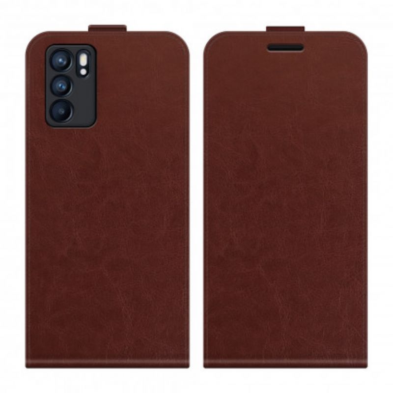 Flip Cover Oppo Reno 6 5g Lodret Flap Lædereffekt