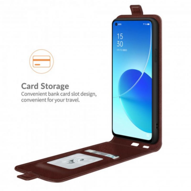 Flip Cover Oppo Reno 6 5g Lodret Flap Lædereffekt