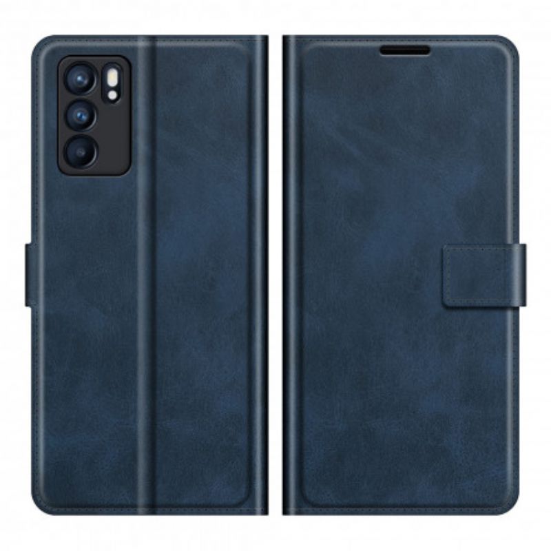 Flip Cover Oppo Reno 6 5g Slank Ekstrem Lædereffekt