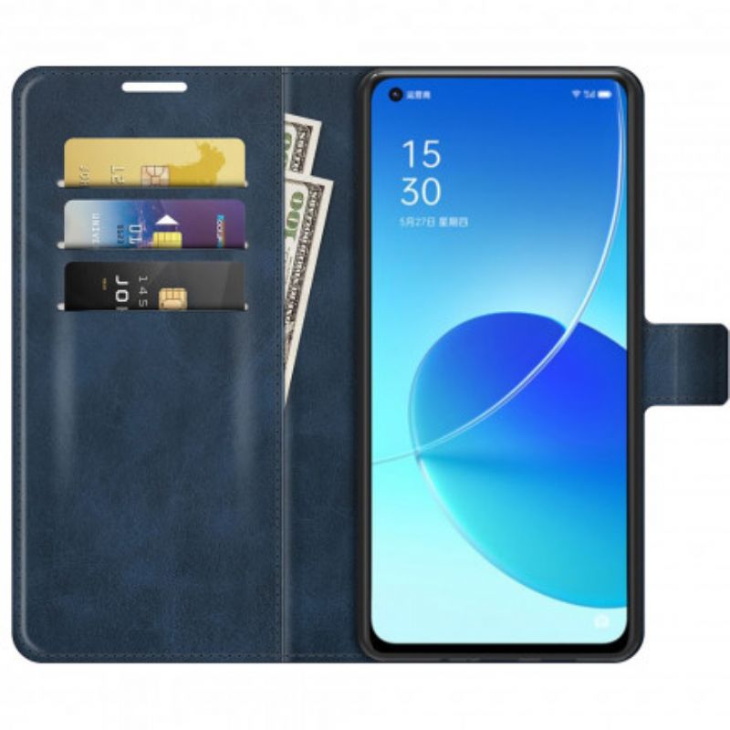 Flip Cover Oppo Reno 6 5g Slank Ekstrem Lædereffekt