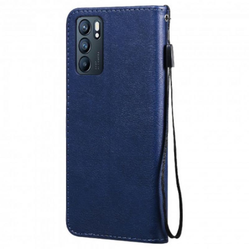 Flip Cover Oppo Reno 6 5g Solid Color Series Strappy