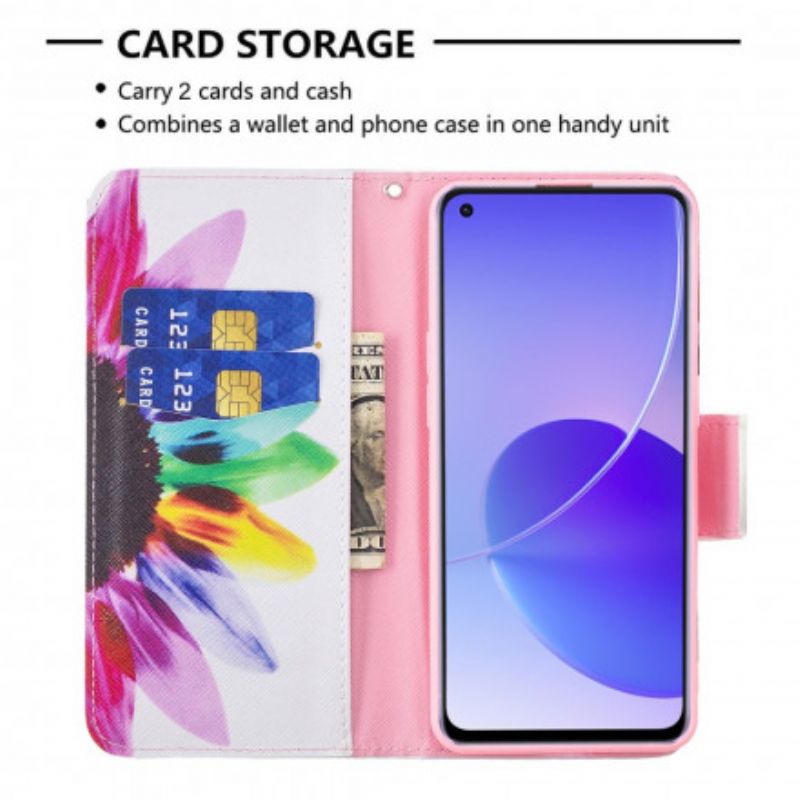 Flip Cover Til Oppo Reno 6 5g Blomsterakvarel