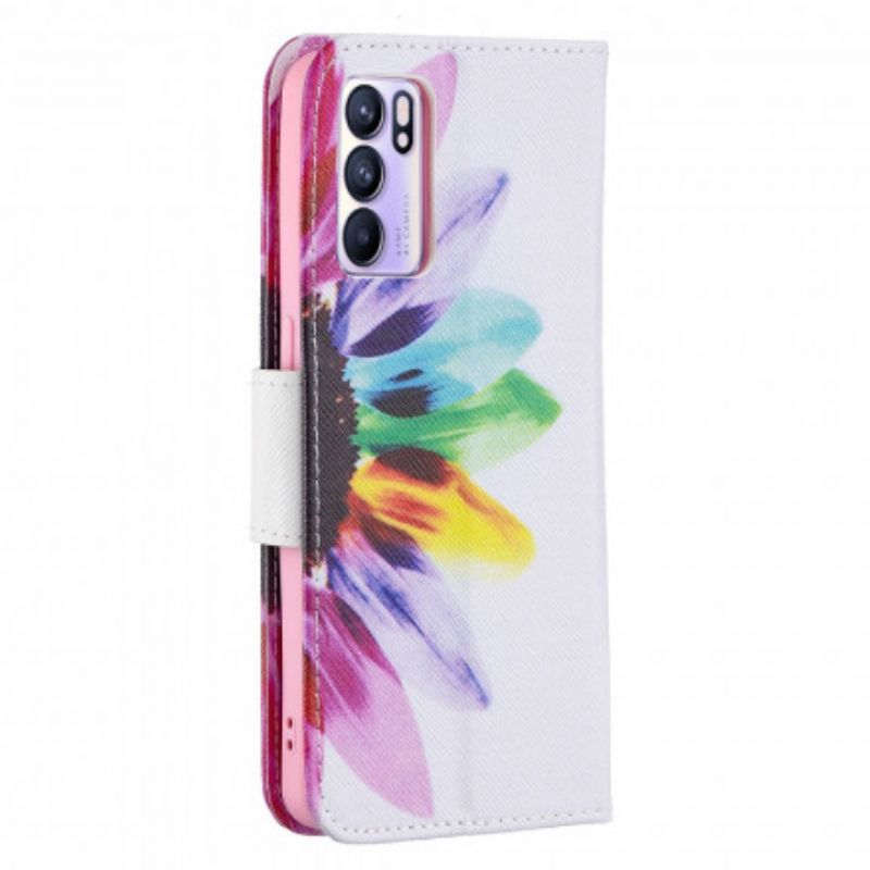 Flip Cover Til Oppo Reno 6 5g Blomsterakvarel