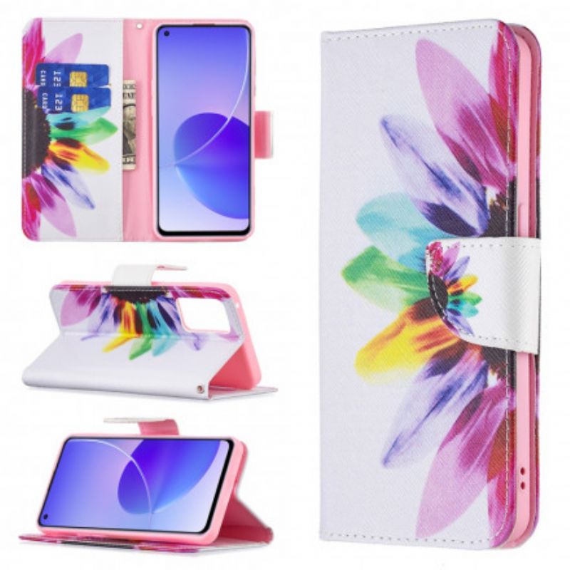 Flip Cover Til Oppo Reno 6 5g Blomsterakvarel