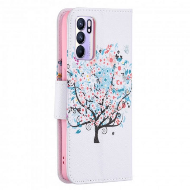 Flip Cover Til Oppo Reno 6 5g Blomstertræ