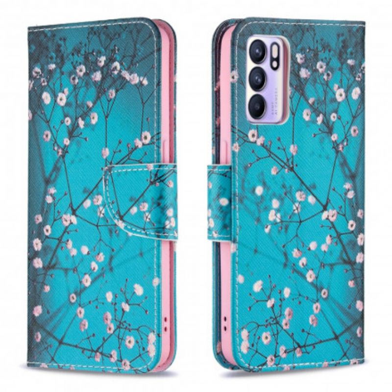 Flip Cover Til Oppo Reno 6 5g Blomstrende Grene