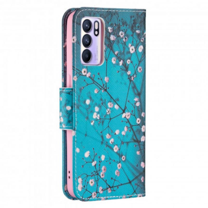 Flip Cover Til Oppo Reno 6 5g Blomstrende Grene