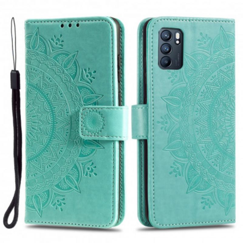 Læder Cover Oppo Reno 6 5g Telefon Etui Mandala Søn