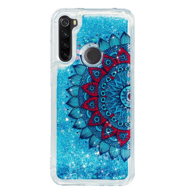 Cover Xiaomi Redmi Note 8T Mørkeblå Glittermandala Beskyttelse