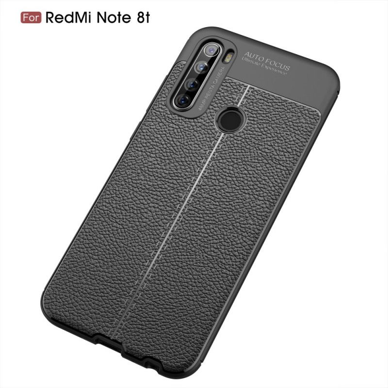 Cover Xiaomi Redmi Note 8T Sort Dobbelt Line Lychee Læder Effekt