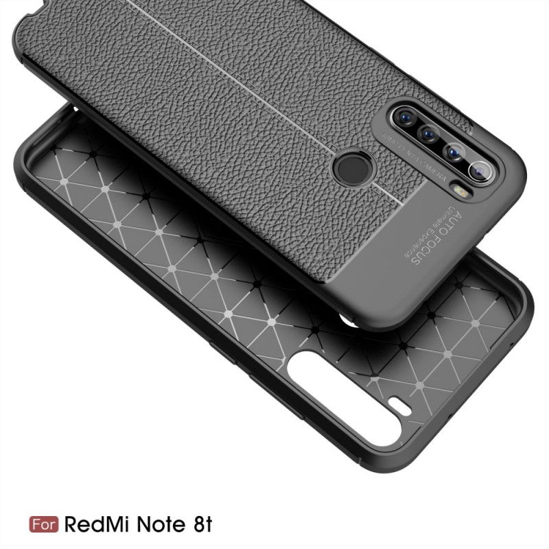 Cover Xiaomi Redmi Note 8T Sort Dobbelt Line Lychee Læder Effekt