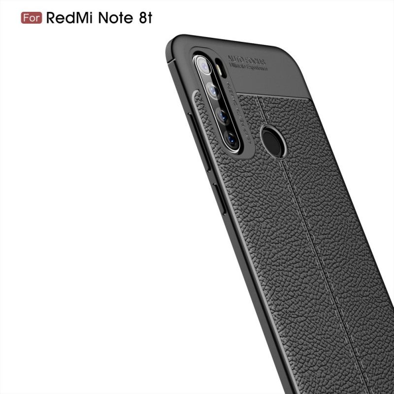 Cover Xiaomi Redmi Note 8T Sort Dobbelt Line Lychee Læder Effekt