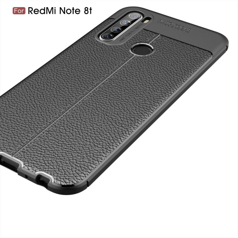 Cover Xiaomi Redmi Note 8T Sort Dobbelt Line Lychee Læder Effekt