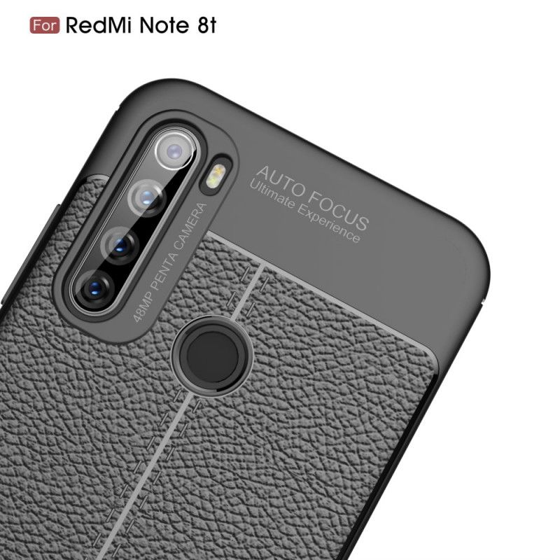 Cover Xiaomi Redmi Note 8T Sort Dobbelt Line Lychee Læder Effekt