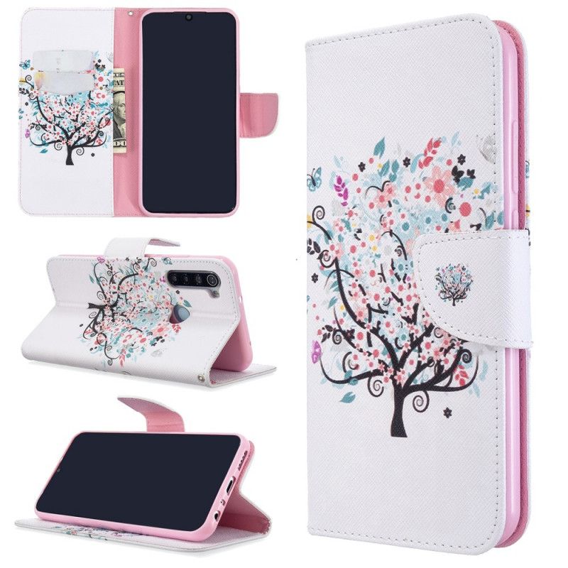 Flip Cover Læder for Xiaomi Redmi Note 8T Blomstret Træ