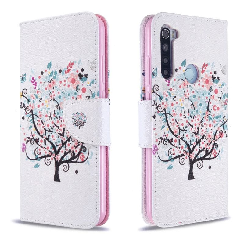 Flip Cover Læder for Xiaomi Redmi Note 8T Blomstret Træ