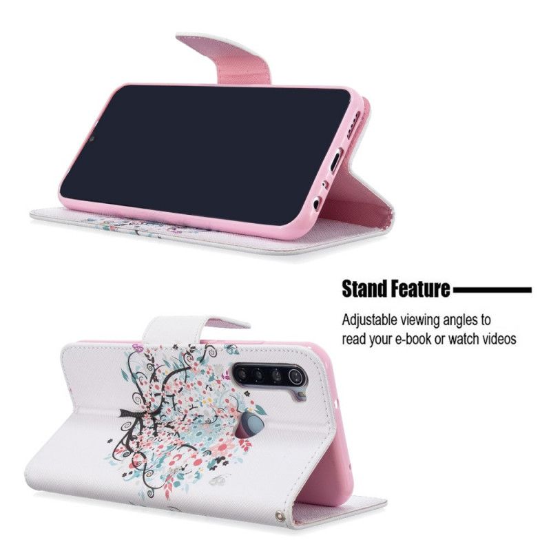 Flip Cover Læder for Xiaomi Redmi Note 8T Blomstret Træ