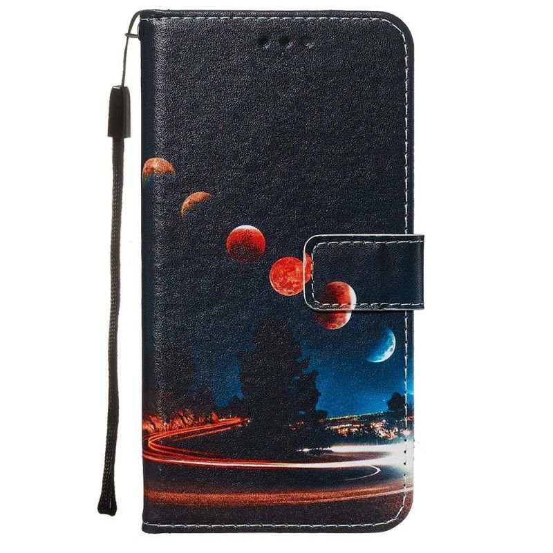 Flip Cover Læder for Xiaomi Redmi Note 8T Måner Og Galakse