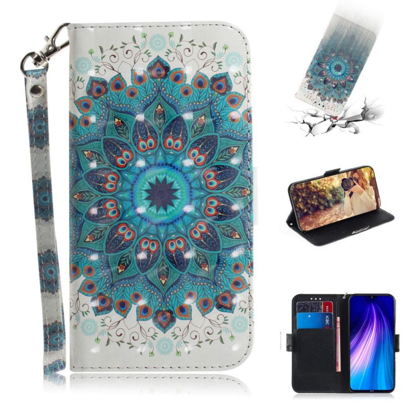 Flip Cover Læder Xiaomi Redmi Note 8T Mesterlig Mandala Med Rem