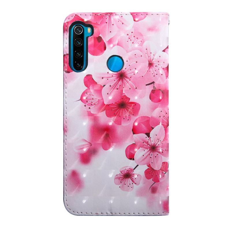 Flip Cover Xiaomi Redmi Note 8T Mobilcover Blændende Lyserøde Blomster