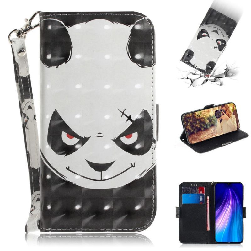 Flip Cover Xiaomi Redmi Note 8T Mobilcover Vred Panda Med Rem