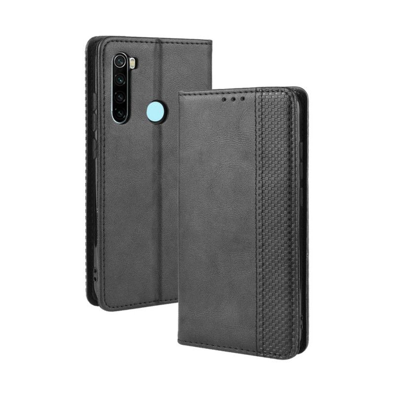 Læder Cover Xiaomi Redmi Note 8T Sort Stiliseret Vintage-Lædereffekt