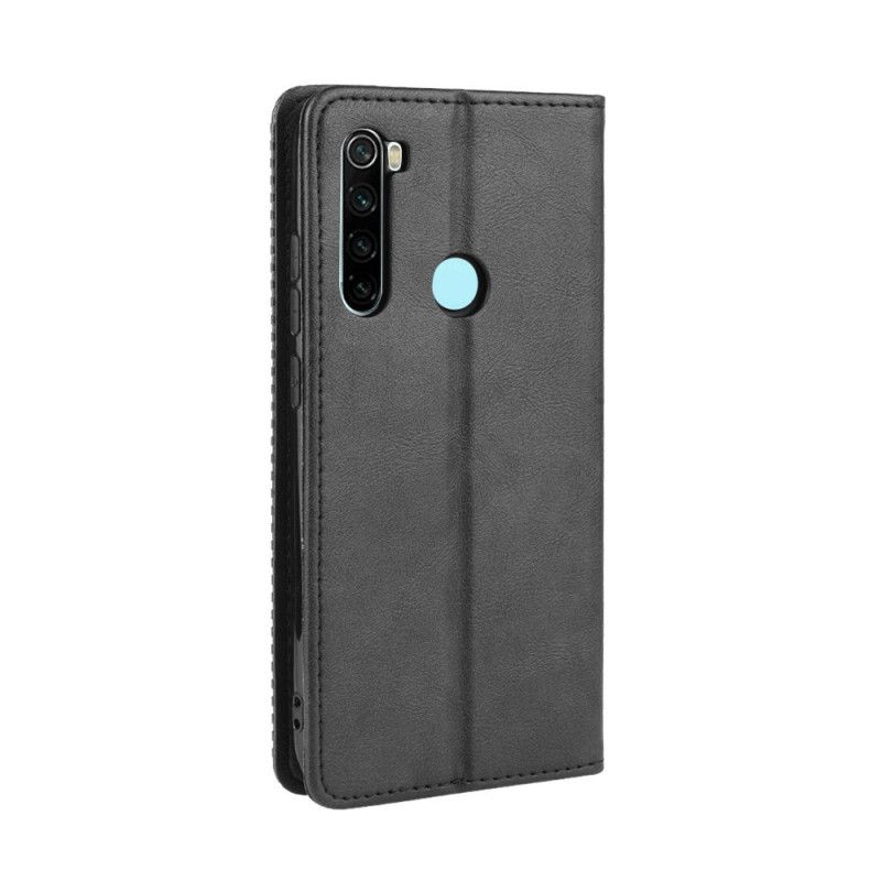 Læder Cover Xiaomi Redmi Note 8T Sort Stiliseret Vintage-Lædereffekt