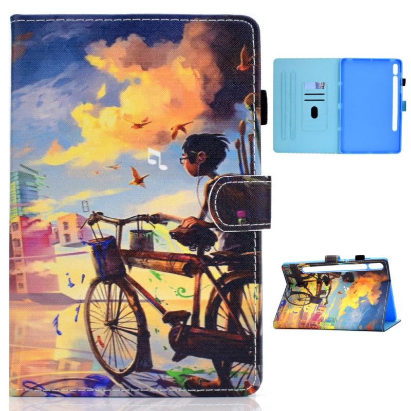 Flip Cover Læder Samsung Galaxy Tab S7 Cykel Kunst Original