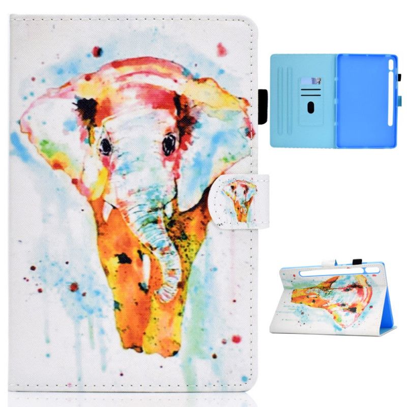 Flip Cover Samsung Galaxy Tab S7 Akvarel Elefant