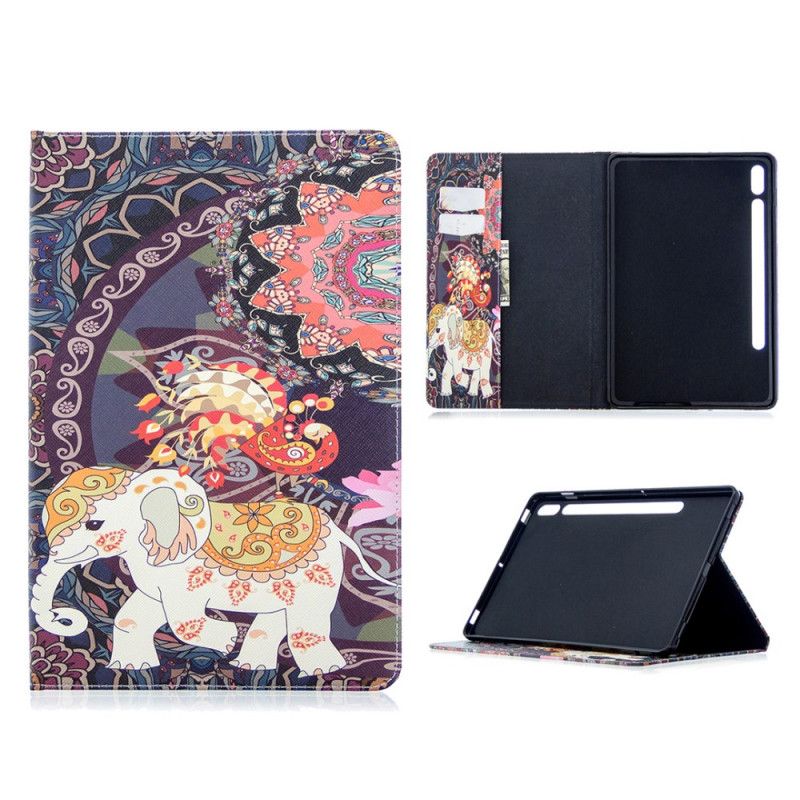 Flip Cover Samsung Galaxy Tab S7 Mobilcover Mønster Med Elefantprint