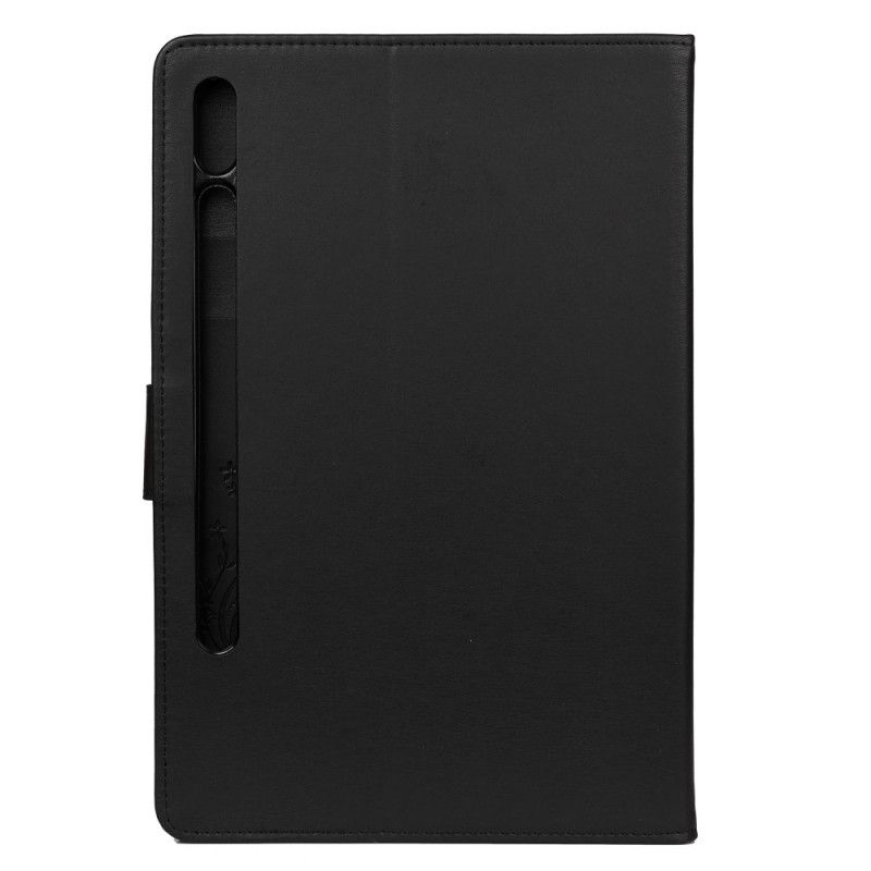 Flip Cover Samsung Galaxy Tab S7 Sort Blomster Sommerfugle