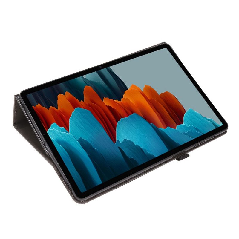 Glat Læderetui Samsung Galaxy Tab S7 Sort