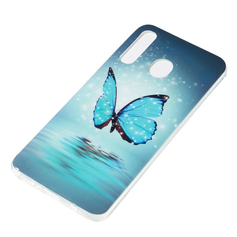 Cover for Samsung Galaxy A50 Fluorescerende Blå Sommerfugl