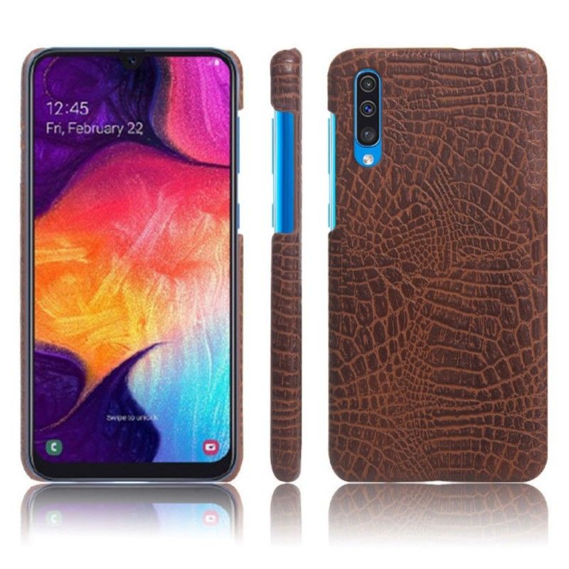 Cover for Samsung Galaxy A50 Orange Krokodillehudeffekt