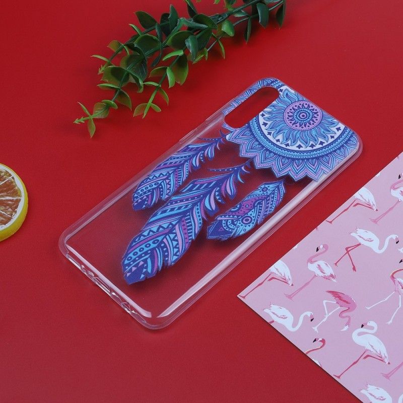 Cover Samsung Galaxy A50 Gennemsigtig Drømmefanger Blå Fjer Original