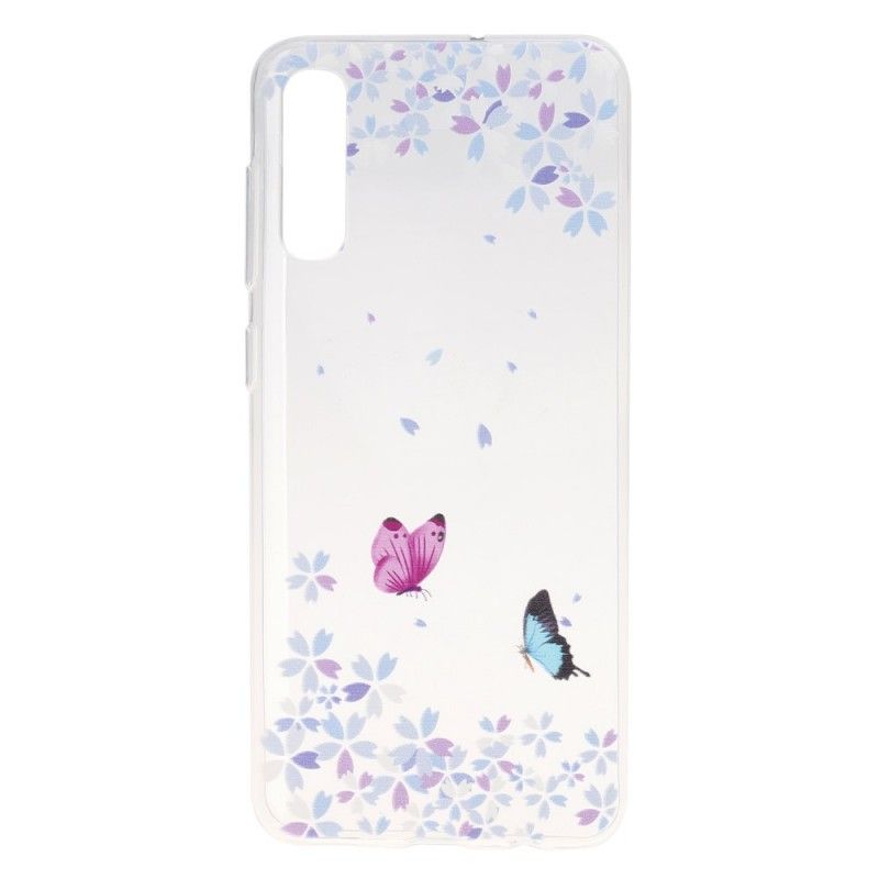 Cover Samsung Galaxy A50 Gennemsigtige Sommerfugle Og Blomster Original