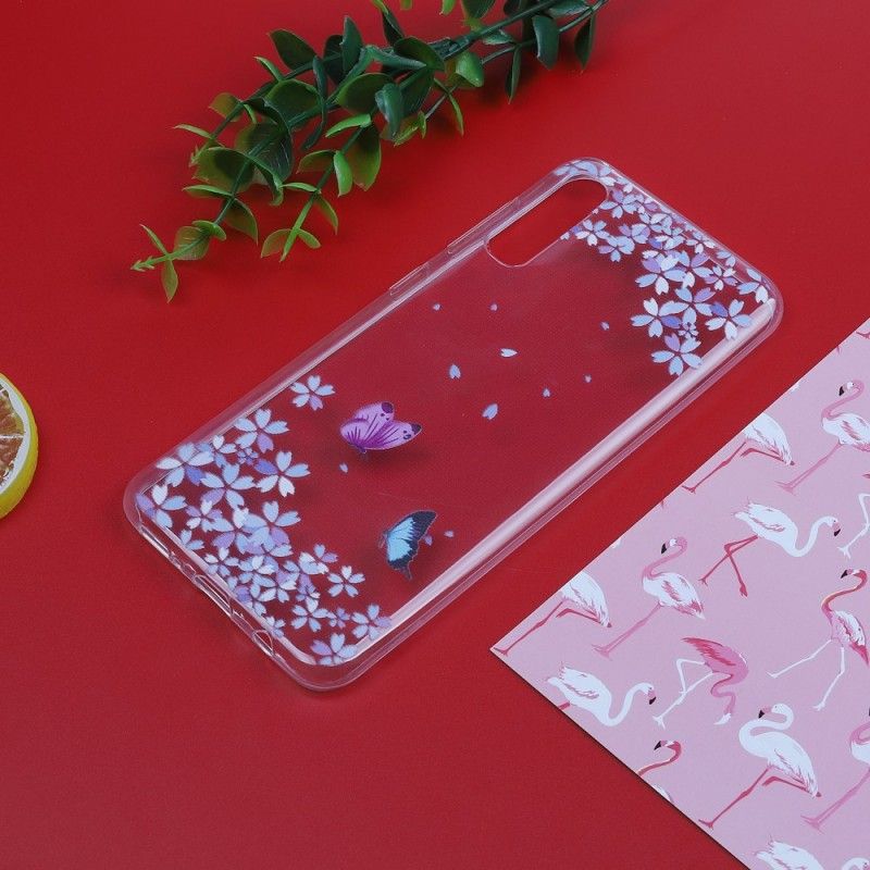 Cover Samsung Galaxy A50 Gennemsigtige Sommerfugle Og Blomster Original