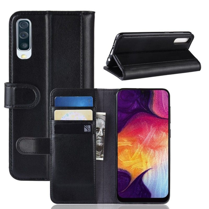 Flip Cover Læder for Samsung Galaxy A50 Sort Delt Læder