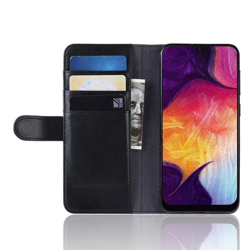 Flip Cover Læder for Samsung Galaxy A50 Sort Delt Læder